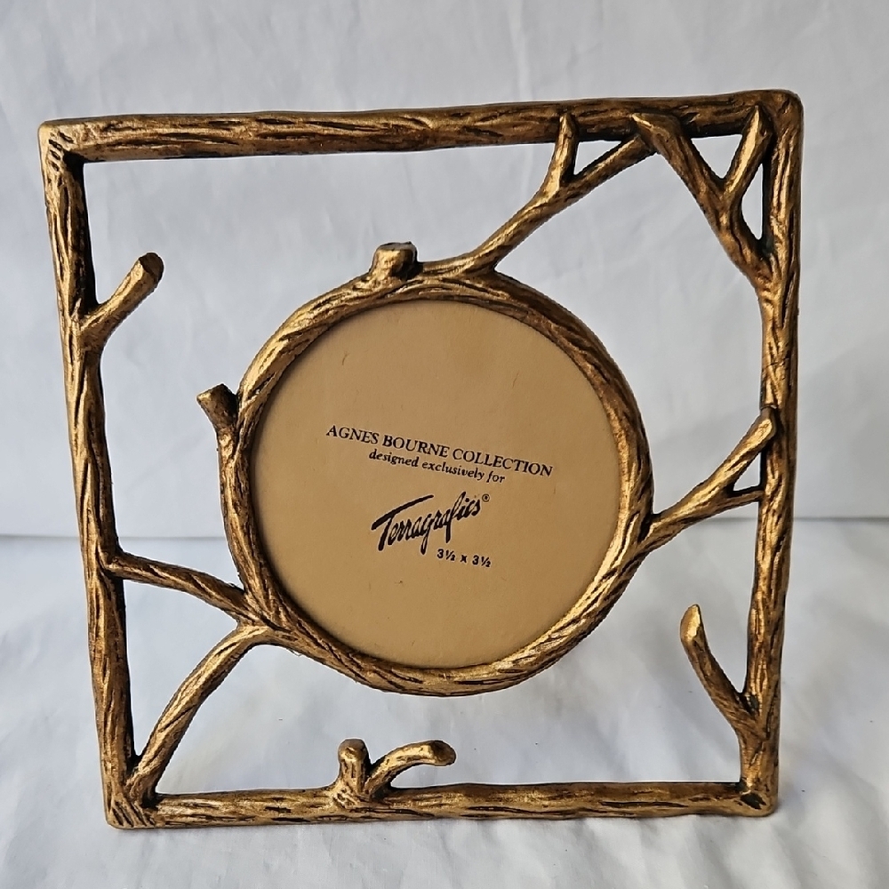 VINTAGE  TERRAGRAFICS  GOLD  AGNES BOURNE  METAL FRAME WOOD BRANCHES DESIGN 1996